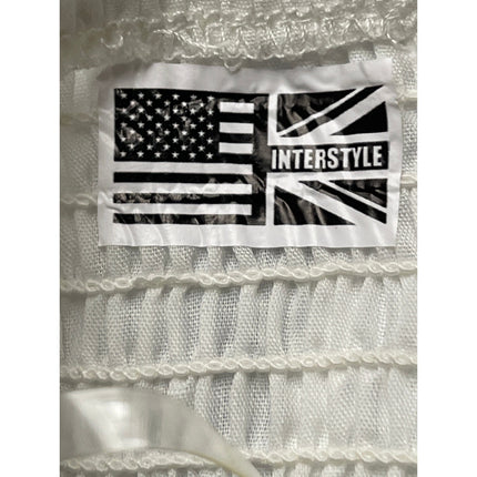 Interstyle Blue White Striped Sleeveless Bandeau Tube Peplum Blouse Top Size S