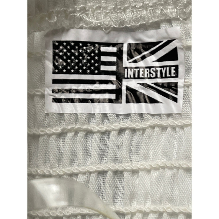 Interstyle Blue White Striped Sleeveless Bandeau Tube Peplum Blouse Top Size S