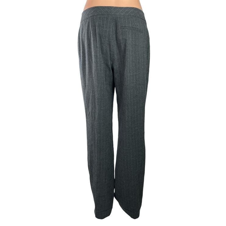 Sigrid Olsen Women's Black Pinstriped High Rise Wide Leg Trousers Pants Size 8