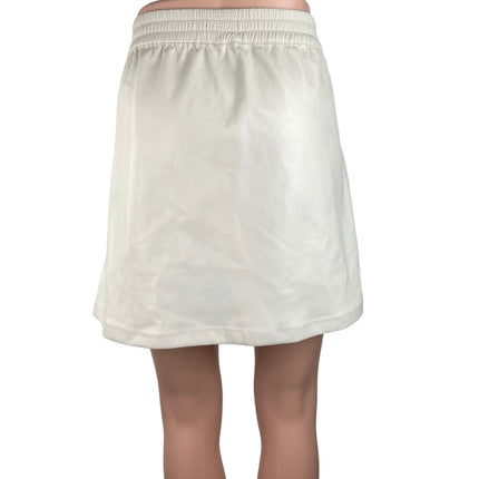 Aritzia Babaton White Faux Leather Elastic Waist Straight Pencil Mini Skirt Sz L