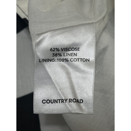 Country Road Black White Linen Abstract Short Sleeve Mini Shift Dress Size 12