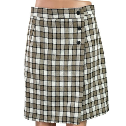 Maggie Lawrence Plaid Check High Rise Mini Flare A-Line Wrap Skort Skirt Size 10