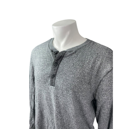 Roots Men's Gray Heather Long Sleeve Henley Basic Casual T Shirt Tee Top Size XL