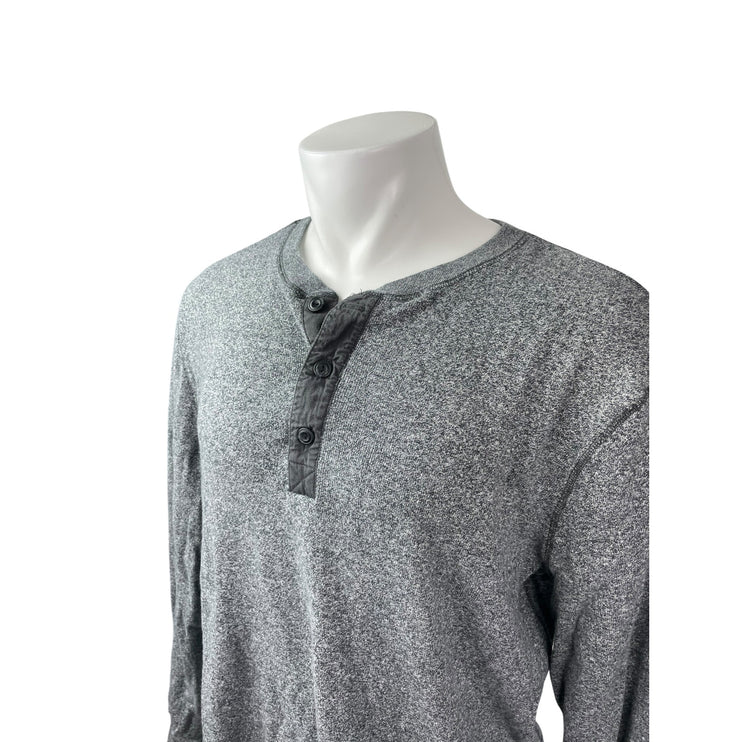 Roots Men's Gray Heather Long Sleeve Henley Basic Casual T Shirt Tee Top Size XL
