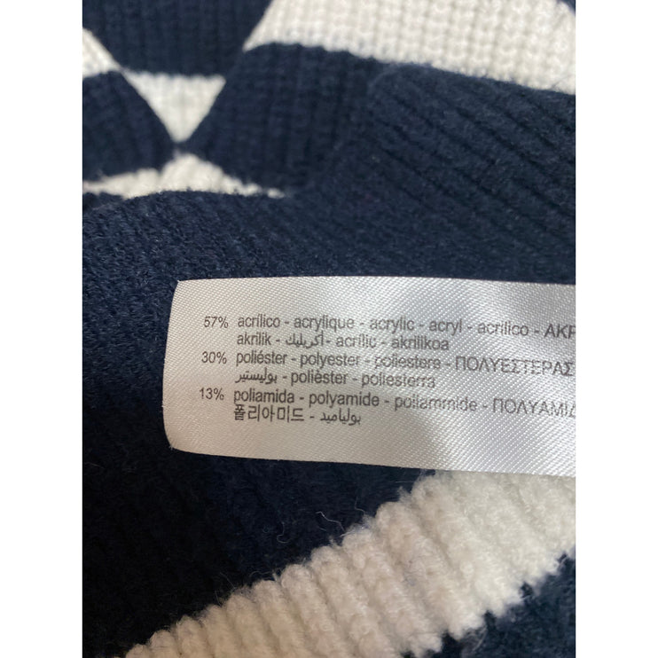 Zara Blue White Striped Long Sleeve Hooded Hoodie Sweatshirt Sweater Top Size S