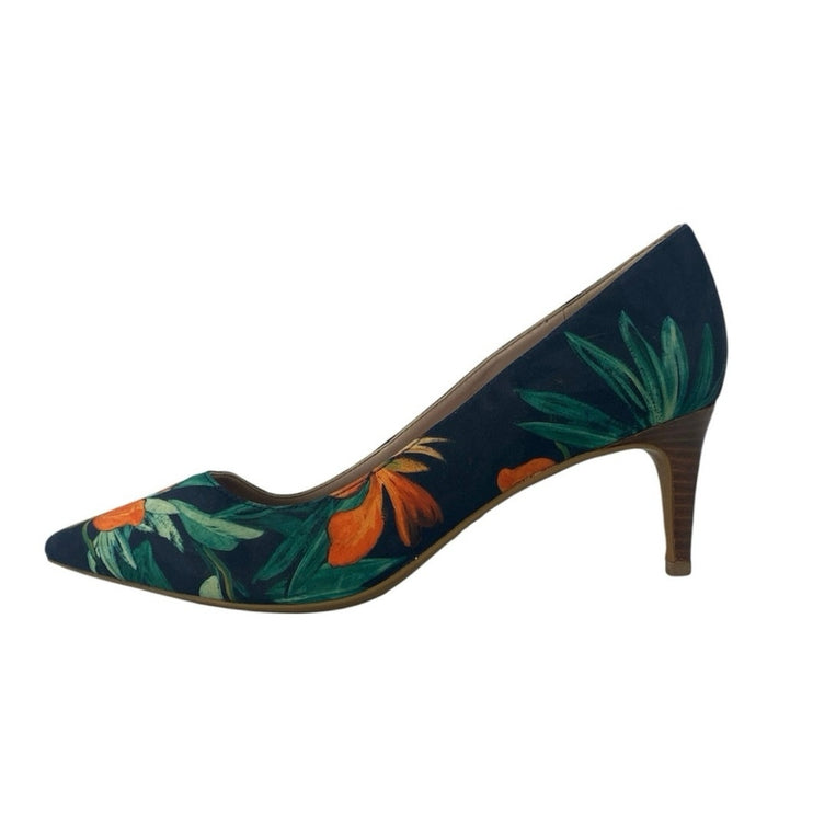 Nine West Soho9x9 Botanical Pointed Toe Slip On Stiletto Pumps Heels Shoes Sz 9