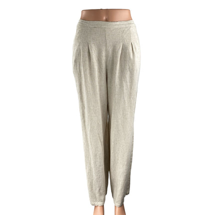 Fashion Nova Women's Beige High Waisted Pleated Wide Leg Trousers Pants Size M