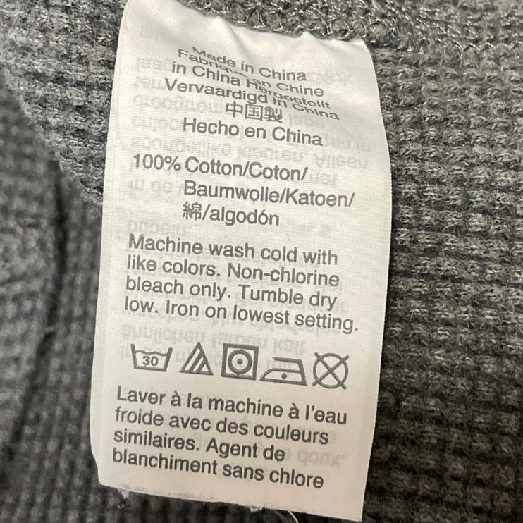 J. Crew Mens Heather Gray Long Sleeves Waffle Knit Henley Pullover Sweater Top M