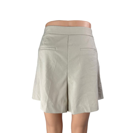 Zara Women's Beige High Rise Pleated Wide Leg Chino Khaki Casual Mini Shorts L