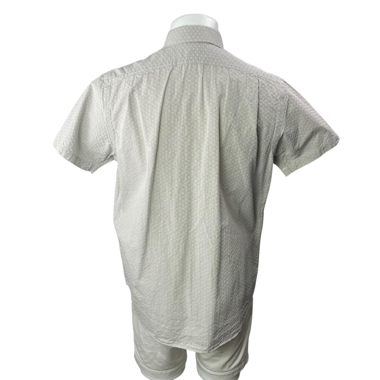 Hart Schaffner Marx Men's Gray Embroidered Short Sleeve Button Up Shirt Top Sz L