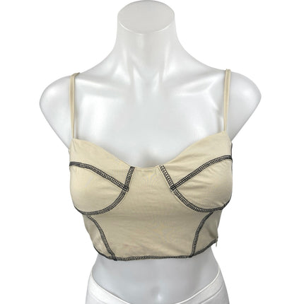 Princess Polly Beige Black Sleeveless Corset Bustier Cami Camisole Crop Top 6