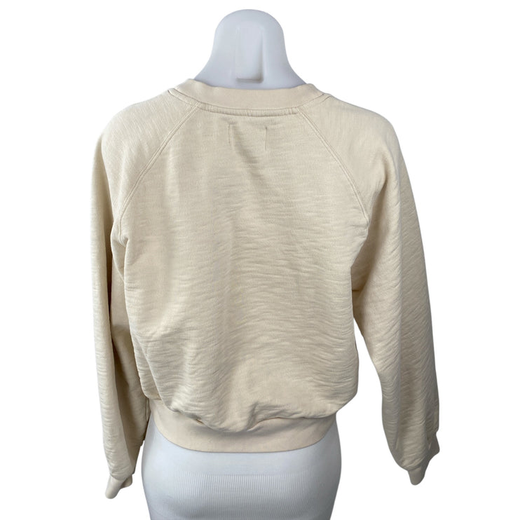Madewell MWL Women's Cream Beige Terry Long Sleeve Crew Neck Sweatshirt Top Sz M