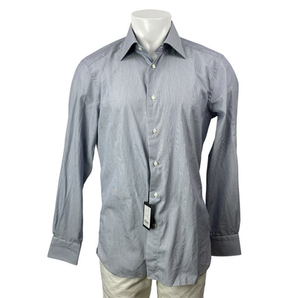 NEW Ermenegildo Zegna Gray Long Sleeves Striped Button Down Dress Shirt Top 42