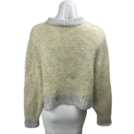 Topshop Twist Deep Yellow Gray Colorblock Long Sleeve Crew Neck Sweater Top 4/6