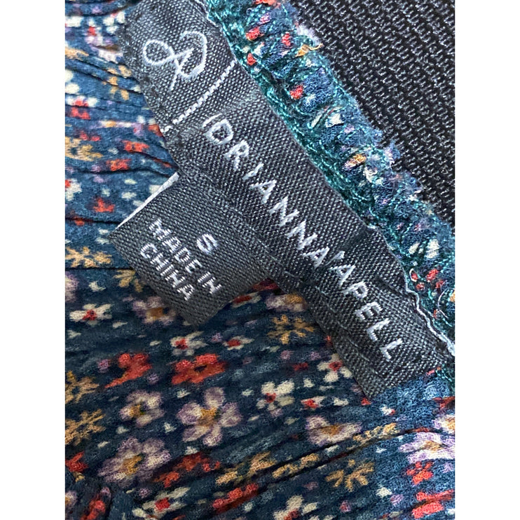 Adrianna Papell Multicolor Floral Ditsy Pleated Pull On A Line Midi Skirt Sz S