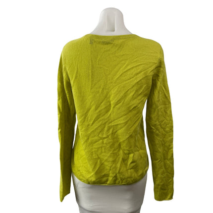 ATM 100% Cashmere Womens Lime Green Long Sleeves V-neck Pullover Sweater Top S/P