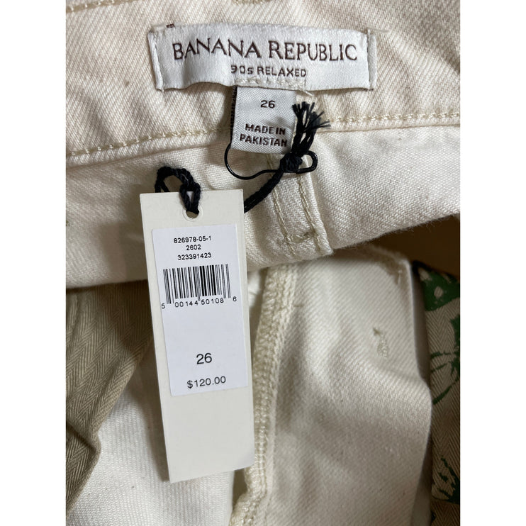 NEW Banana Republic 90s Relaxed White High Rise Wide Leg Denim Jeans Size 26