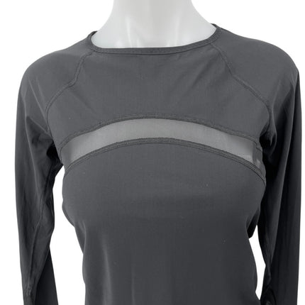 Lululemon Women's Black Mesh Long Sleeve Workout Athletic T Shirt Top Size 4