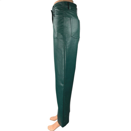 Aritzia Wilfred The Melina Faux Leather Green Women's Straight Casual Pants 4
