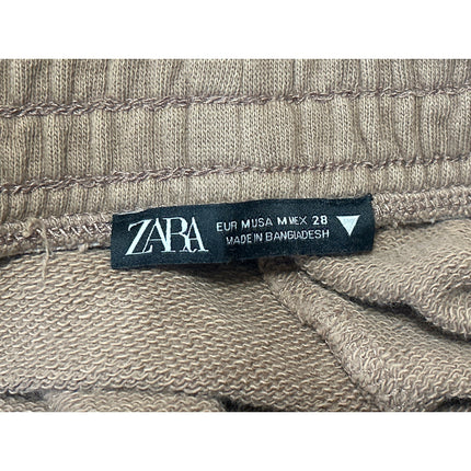 Zara Women's Tan High Waisted Pull On Knit Lounge Mini Sweat Shorts Size M