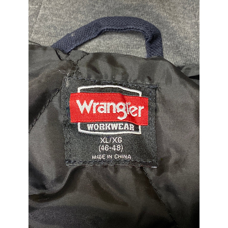 Wrangler Chore Bomber Men's Navy Blue Hooded Snap Workwear Coat Jacket Size XL