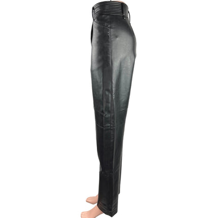 Aritzia Wilfred Funk Black Vegan Leather Straight High Rise Double Snap Pants 2