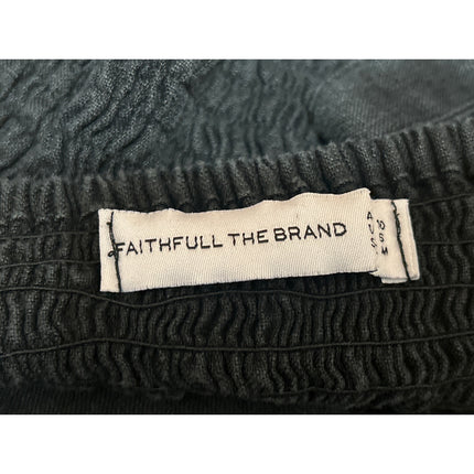 Faithfull The Brand Black Linen Sleeveless Button Front Wide Leg Crop Jumpsuit M