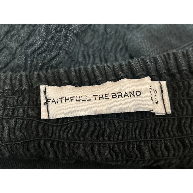 Faithfull The Brand Black Linen Sleeveless Button Front Wide Leg Crop Jumpsuit M