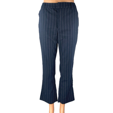 Abercrombie & Fitch Blue Sriped Mid Rise Flared Bootcut Trousers Dress Pants S