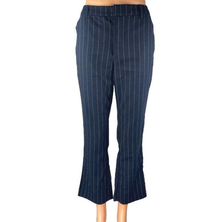 Abercrombie & Fitch Blue Sriped Mid Rise Flared Bootcut Trousers Dress Pants S