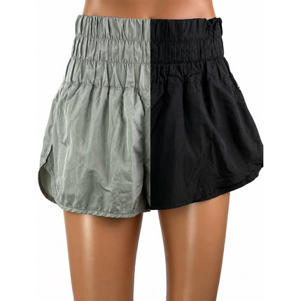 FP Movements Women's Gray Black Two Tone Smocked Elastic Waist Athletic Shorts S