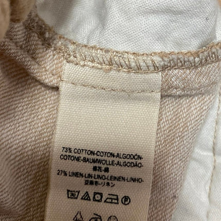 Free People Women's Tan Linen Elastic High Waist Crop Tapered Trousers Pants XS