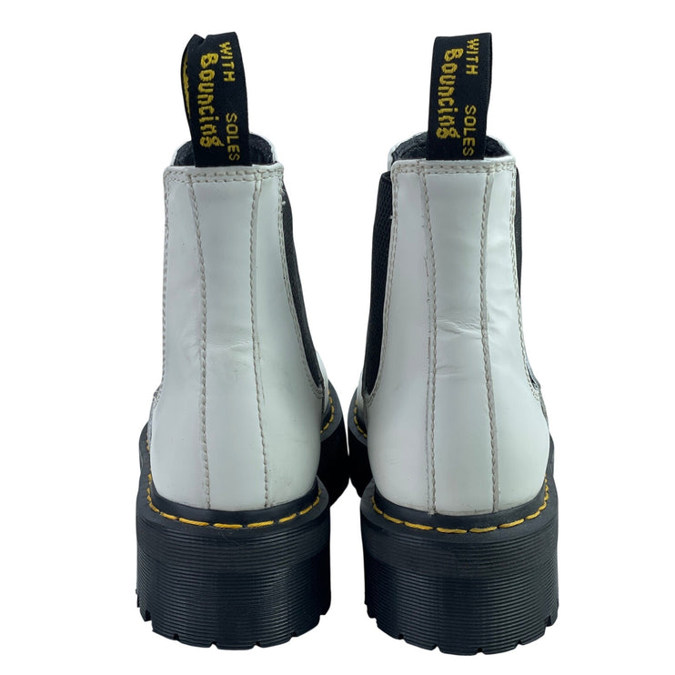 Dr. Martens 2976 Quad White Leather Round Toe Platform Chelsea Ankle Boots Sz 9