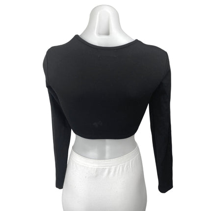 Edikted Women's Black Cutout Crewneck Long Sleeve Knit Crop Sweater Top Size XS