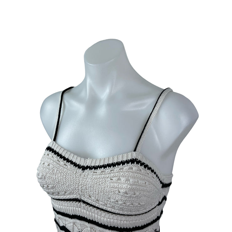 Olive + Oak White Black Crochet Knit Bustier Sleeveless Cami Crop Tank Top XS
