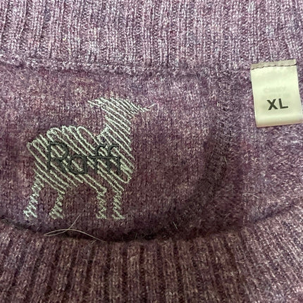 Raffi Men's Purple 100% Cashmere Cable Knit Crew Neck Long Sleeve Sweater Top XL