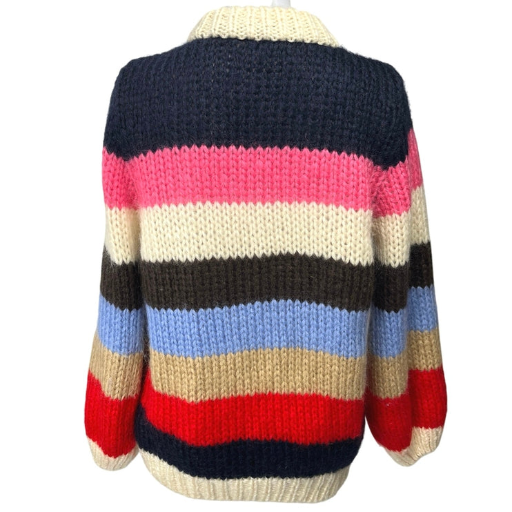 Ganni Julliard Multicolor Colorblock Wool Mohai Knitted Pullover Sweater Top S