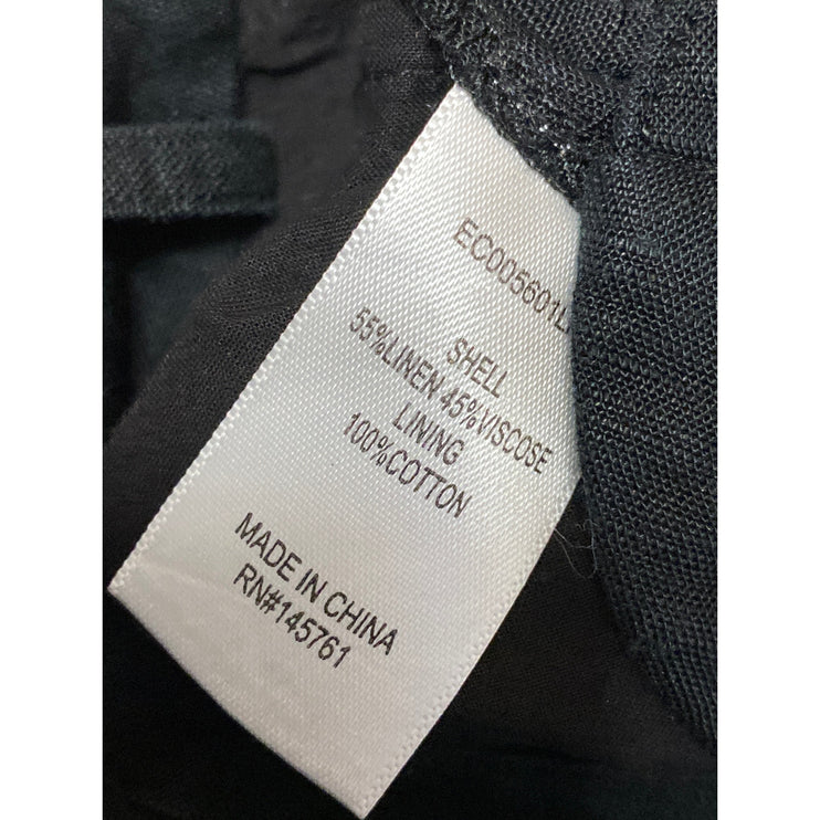 Parker Womens Black Linen High Rise Cropped Straight Leg Trousers Cargo Pants 4