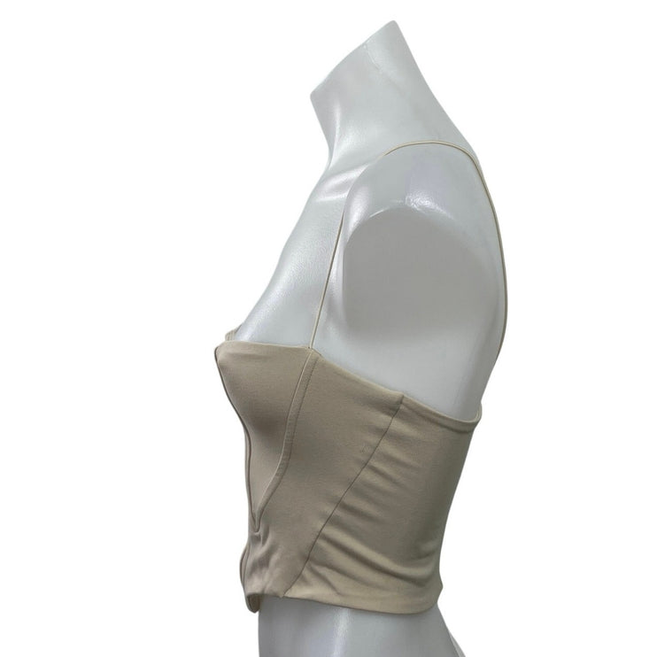 Joah Brown Contour Beige Sleeveless Cami Tank Corset Bustier Crop Top Size S/M