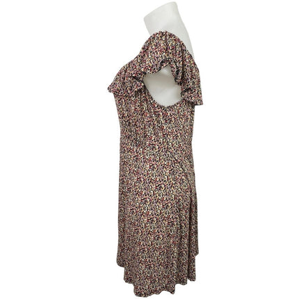 MNG Mango Women's Multicolor Floral Ruffles Off Shoulder Mini A-Line Dress 1XL