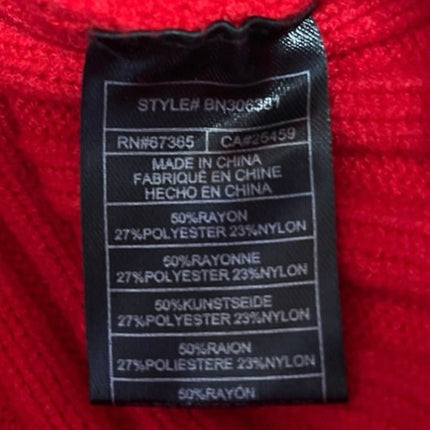 Steve Madden Melissa Red Rib Knit Asymmetrical Long Sleeve Sweater Top Size L