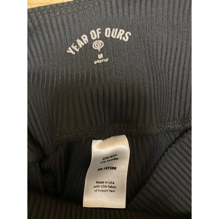 Years of Ours Black Ribbed Knit High Waisted Yoga Workout Athletic Leggings Sz M