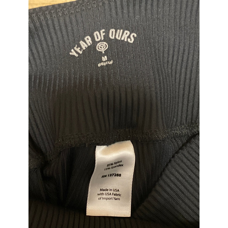 Years of Ours Black Ribbed Knit High Waisted Yoga Workout Athletic Leggings Sz M