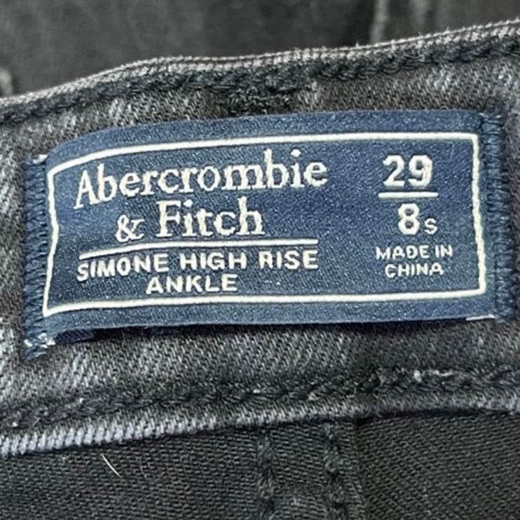 Abercrombie & Fitch Simone Black High Rise Skinny Crop Ankle Denim Jeans Size 29