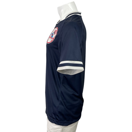 Nike Dri Fit Men Navy Blue New York Yankee Short Sleeve V Neck T Shirt Tee Top S