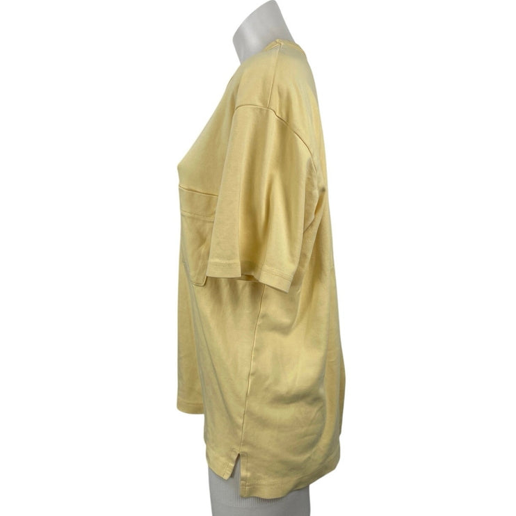 Zara Women's Yellow Short Sleeve Relaxed Crew Neck Pocket T Shirt Tee Top Size M