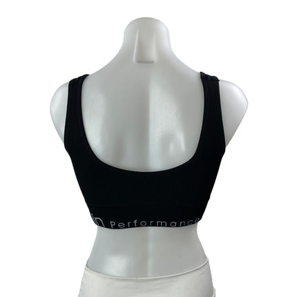 Calvin Klein Women's Black Scoop Neck Ribbed Yoga Athletic Sports Bra Crop Top M