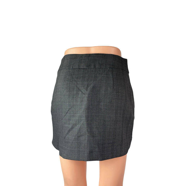 Zara Womens Dark Gray Plaid Check High Rise Office Mini Straight Pencil Skirt XS