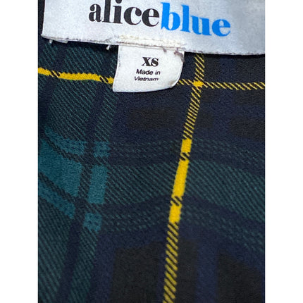 Alice Blue Women's Green Check Plaid Flannel Long Sleeve Button Up Shirt Top XS