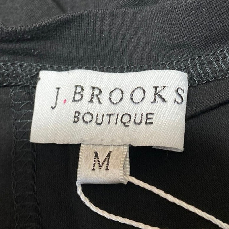 J. Brooks Women's Black Short Sleeve Ruffle Peplum Open Tie Back Blouse Top Sz M
